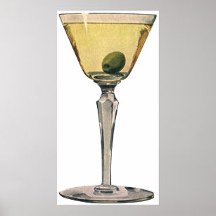 Vintage Drinks Beverages, Martini Olive Cocktail Poster