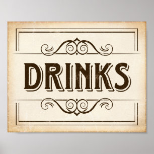 Vintage DRINKS Sign Print