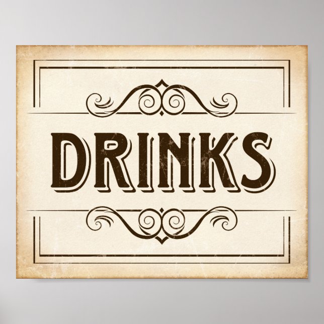 Vintage DRINKS Sign Print (Front)