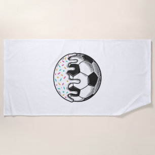Vintage Dripping Icing Soccer Ball Shirt (2)_1 Beach Towel