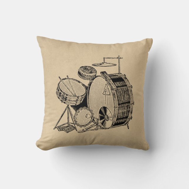 Vintage Drum Kit Drums Cushion (Front)