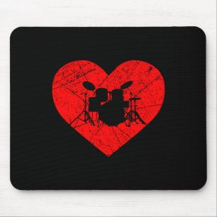 Vintage Drum Lover Heart Love Valentines Day Drumm Mouse Pad