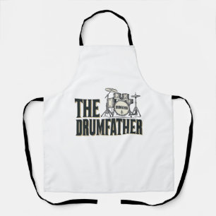 Vintage Drumfather Drummer Quote Vector Design_1 Apron