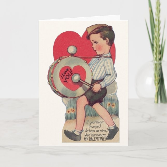 Vintage Drummer Valentine's Day Card (Front)