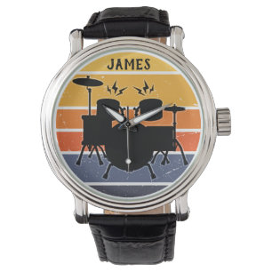 Vintage  Drummer  with Custom Name - Watch