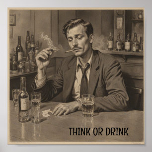 Vintage drunk man poster