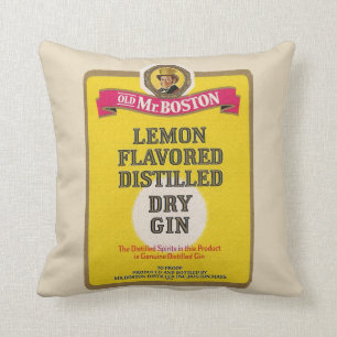 Vintage dry gin label gameroom bar decor pillow