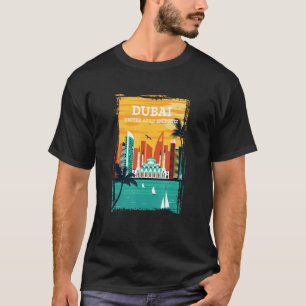Vintage Dubai City Skyline With Skyscrapers On Per T-Shirt