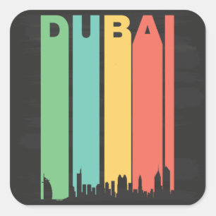 Vintage Dubai Cityscape Square Sticker