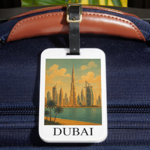 Vintage Dubai Travel – Retro UAE Skyline Luggage Tag