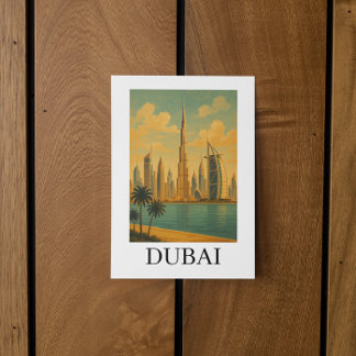 Vintage Dubai Travel – Retro UAE Skyline Postcard