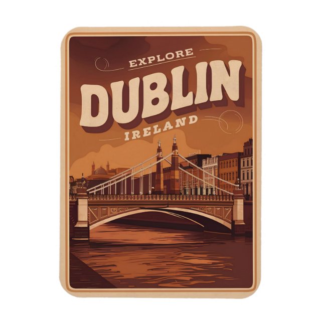 Vintage Dublin city, Ireland republic travel gifts Magnet (Vertical)