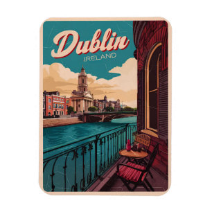 Vintage Dublin city, Ireland republic travel gifts Magnet