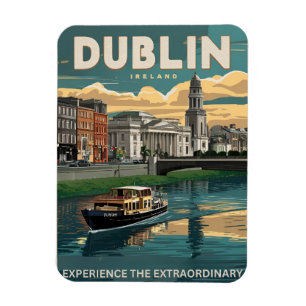 Vintage Dublin city, Ireland republic travel gifts Magnet