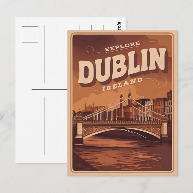 Vintage Dublin city, Ireland republic travel gifts Postcard (Front/Back)