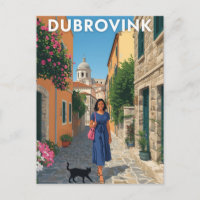 Vintage Dubrovnik Croatia Travel Poster