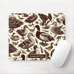 Vintage Duck and Goose Pattern Mouse Pad