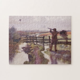 Vintage Duck Hunting Dog Rifle Gun Jigsaw Puzzle