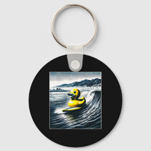 Vintage Duck Surfing Funny Summer Surf Beach 90s D Key Ring