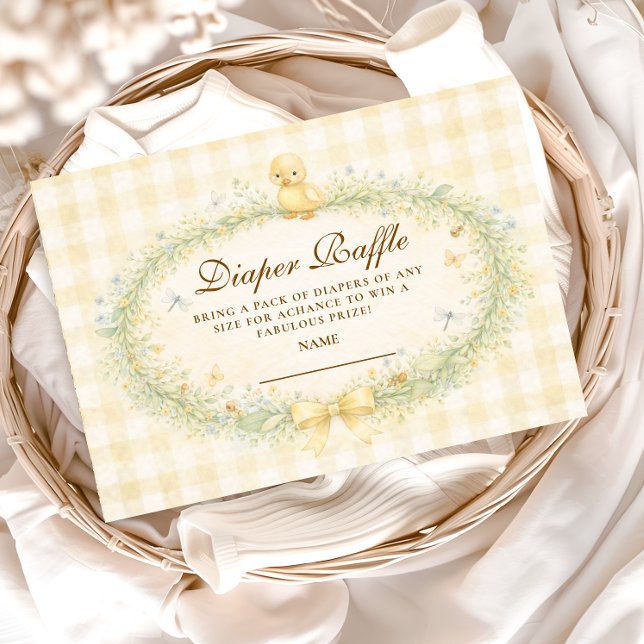 Vintage Duckling Floral Diapper Raffle Enclosure Card (Creator Uploaded)