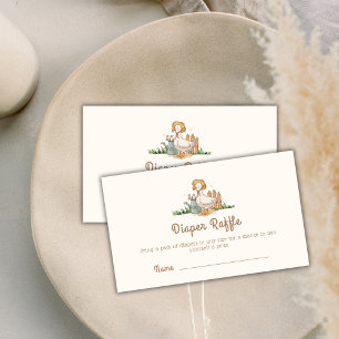 Vintage Duckling Garden Diaper Raffle Baby Shower Enclosure Card
