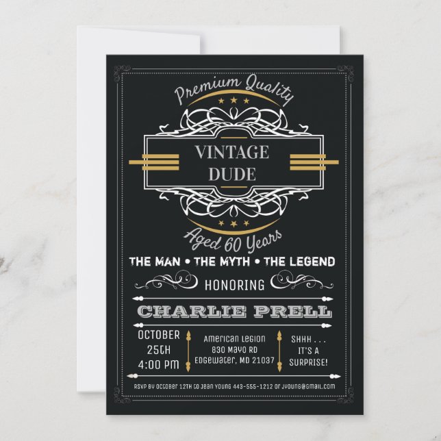 Vintage Dude Birthday Man Myth Legend Invitation (Front)