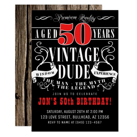 Vintage Dude Man Myth Legend Men's 50th Birthday Invitation | Zazzle.com.au