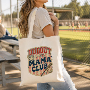Vintage Dugout Mama Club Baseball Mum Canvas Tote Bag