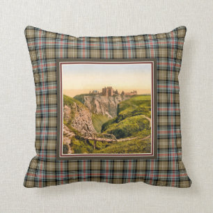 Vintage Dunnottar Castle Clan Sutherland Tartan Cushion