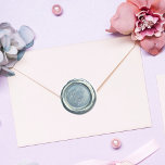Vintage Dusty Blue Classy Initials Wedding Favou Classic Round Sticker<br><div class="desc">Classy printed wax seal design sticker with dusty blue shades to personalise with your initials for any occasion,  from weddings to baby showers!</div>