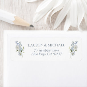 Vintage Dusty Blue Floral Wedding Return Address Label