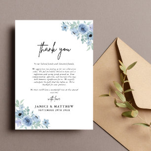 Vintage Dusty Blue Floral Wedding Thank You Card