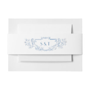 Vintage dusty blue invitation belly band
