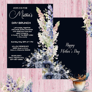Vintage Dusty Blue Modern Typography Mother's Day Invitation