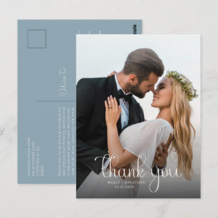 Vintage Dusty Blue Rose Vine Photo Wedding Postcard