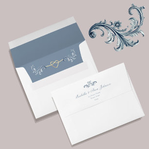 Vintage Dusty Blue Wedding Envelope
