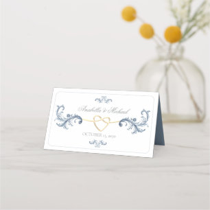 Vintage Dusty Blue Wedding Place Card