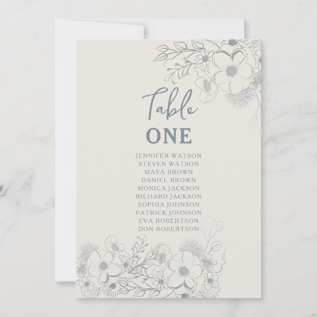 Vintage Dusty Blue Wedding Seating Chart (Front)