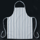 Vintage Dusty Blue & White Stripes Striped Apron<br><div class="desc">Modern vintage striped design. Vertical stripes pattern design in chic french classic elegant dusty blue and white colour. Dusty blue and white wedding colour striped apron</div>