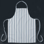 Vintage Dusty Blue & White Stripes Striped Apron<br><div class="desc">Modern vintage striped design. Vertical stripes pattern design in chic french classic elegant dusty blue and white colour. Dusty blue and white wedding colour striped apron</div>