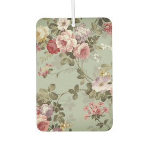 Vintage Dusty Olive Green Floral Design Car Air Freshener