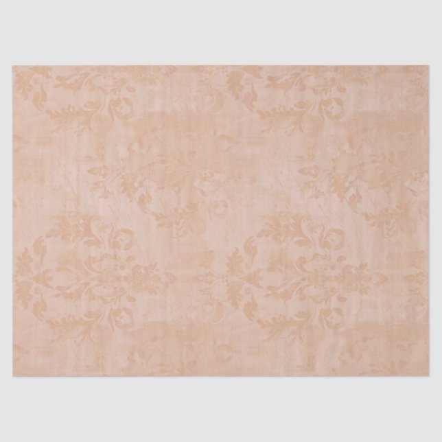 Vintage Dusty Peach Antique Damask Decoupage  Tissue Paper (Front)