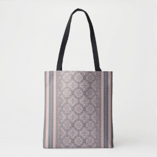 Vintage Dusty Pink Gray Lace Damask Mother's Day Tote Bag