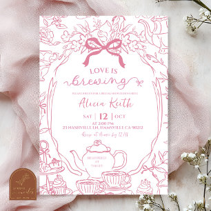 Vintage Dusty Pink Toile TEA party bridal shower Invitation
