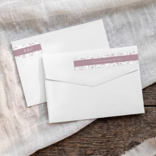 Vintage Dusty Pink Toile Wedding Return Address Wrap Around Label