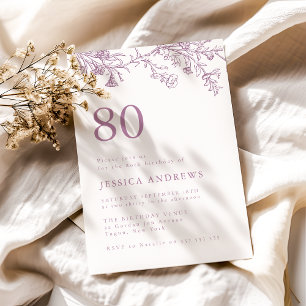 Vintage Dusty Rose 80th Birthday  Invitation