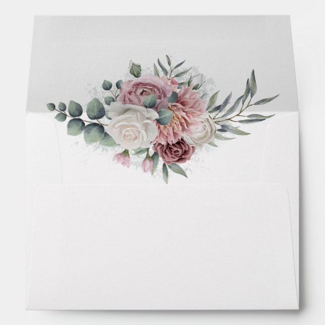 Vintage Dusty Rose and Greenery Envelope (Back (Bottom))