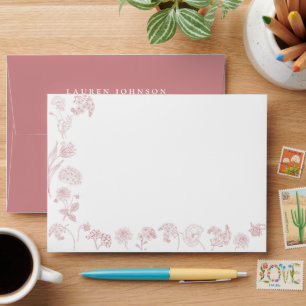 Vintage Dusty Rose Floral Bridal Shower 5x7 Envelope