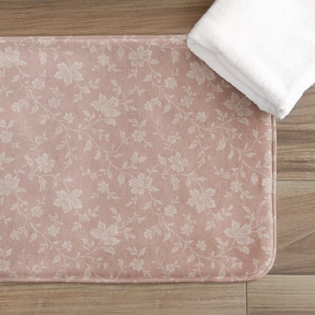 Vintage Dusty Rose Floral Elegant Bath Mat (Creator Uploaded)