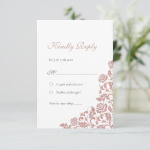 Vintage Dusty Rose Lace Wedding RSVP Card